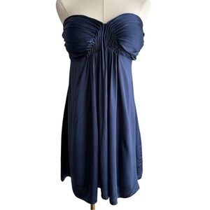 Miss Minuet 100% Silk Strapless Dress Sz M Navy Blue Mini Formal Prom Event GUC